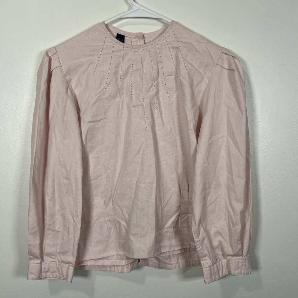 Vintage Nantucket USA Womens Pink Pleated Button Back Blouse Coastal Preppy 6
